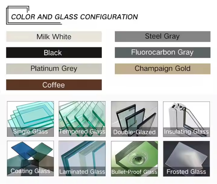 Modern Aluminum Swing Window Double Tempered Glass Hurricane Impact Resistant Custom Size Color Energy Efficient Secure Fixed