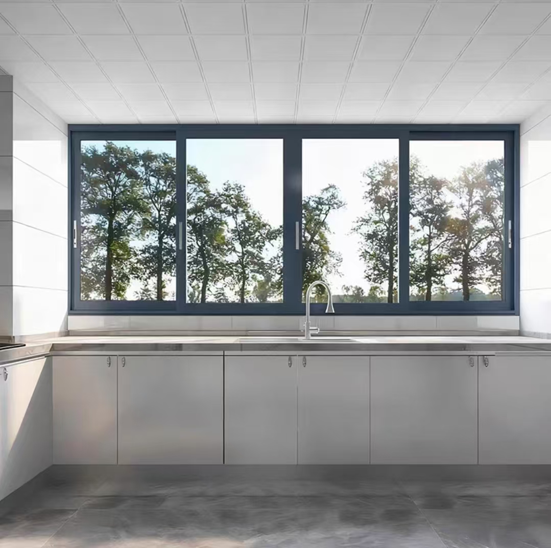 120 Series Horizontal Sliding Window Modern Bathroom Exterior Aluminum Alloy Frame Double Low E Glass