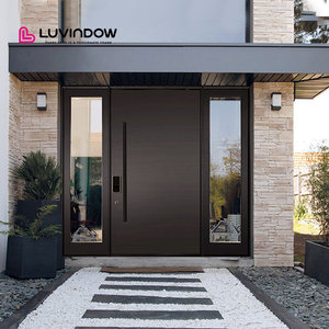 Modern Residential Villa Thermal Insulation Aluminum Entrance Doors With Smart Lock