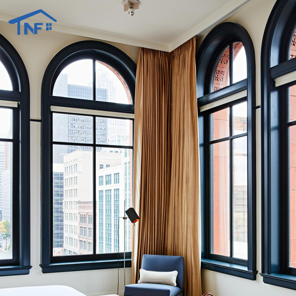 Aluminium Double Gazed Arched Window With Grills