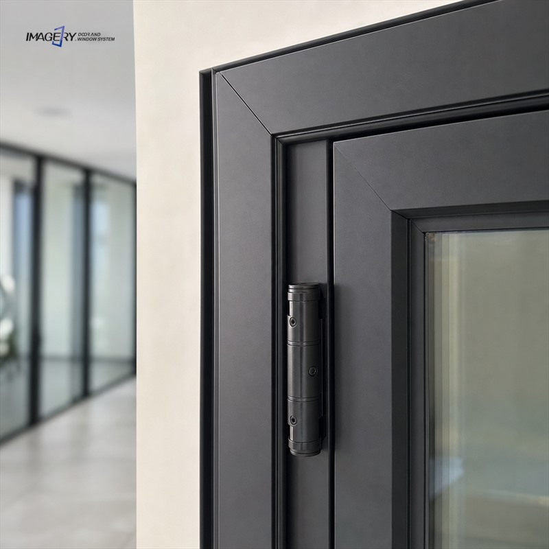 Aluminum Hinged Door Double Glazed Tempered Glass Waterproof Screen for House Front Entrance Building Residential