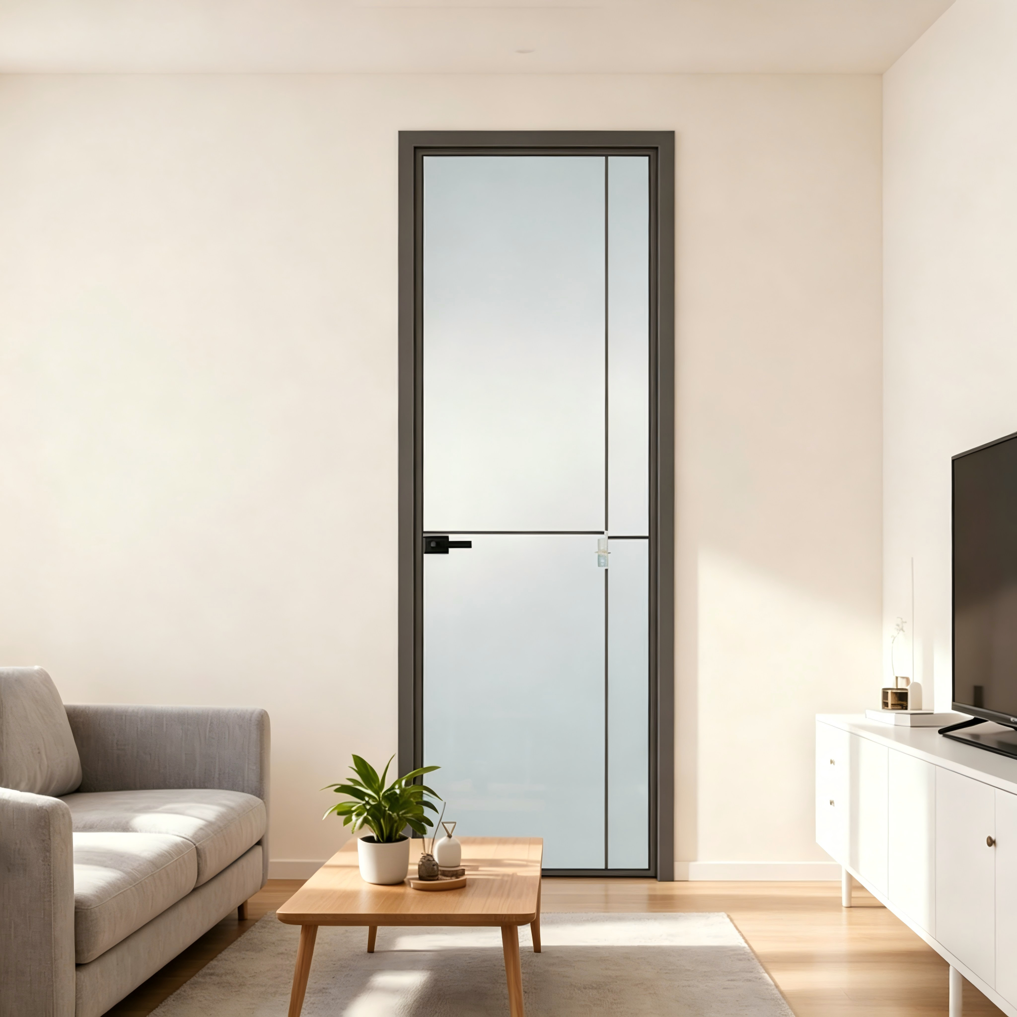 Modern Swing Hinge Bathroom Doors Aluminum Frame Tempered Glass Eco-Friendly for Easy Clean Hotel Apartment Use