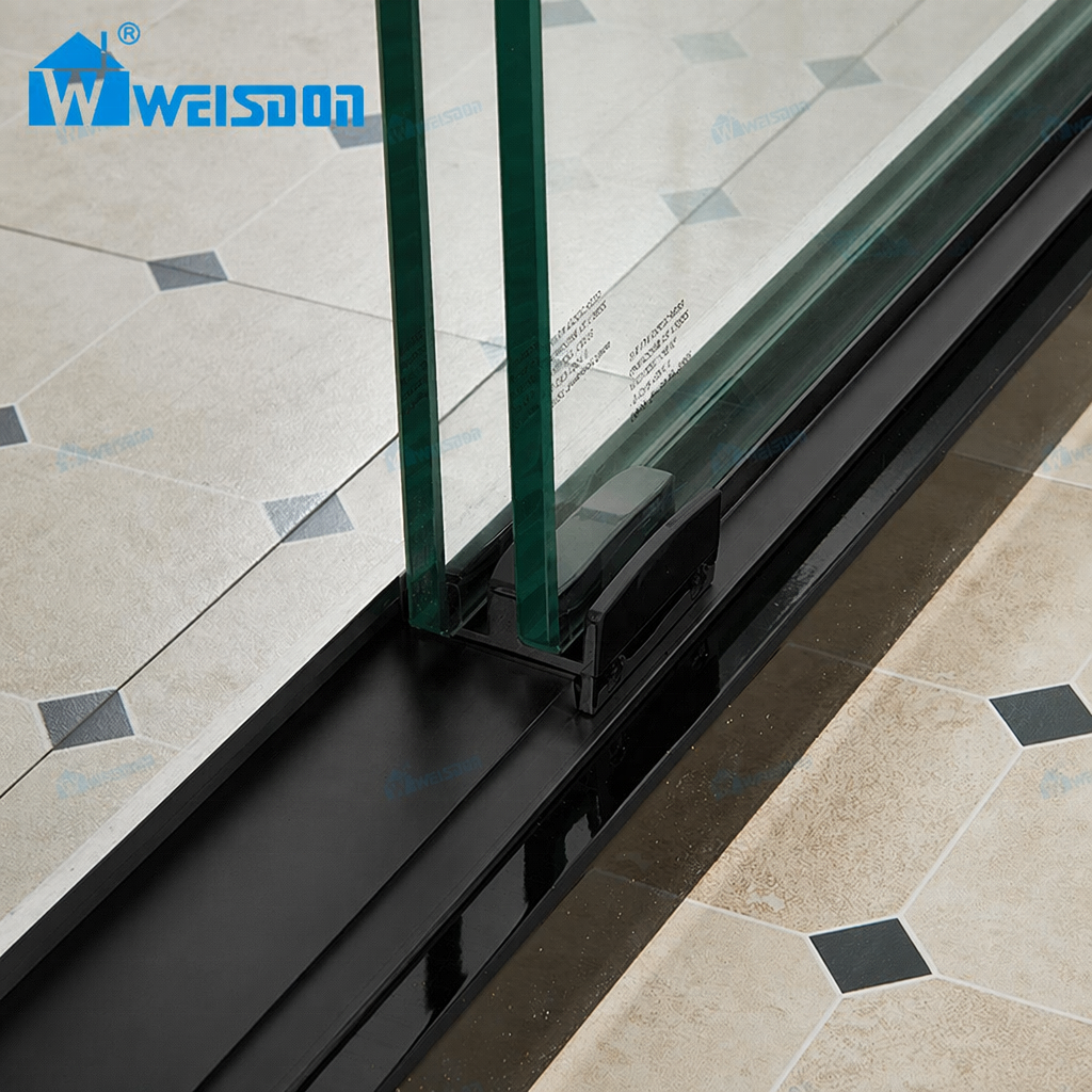 Easy Installation Villa Hotel Matte Black Aluminum Alloy 8mm 10mm Tempered Glass Framed Double Sliding Shower Door