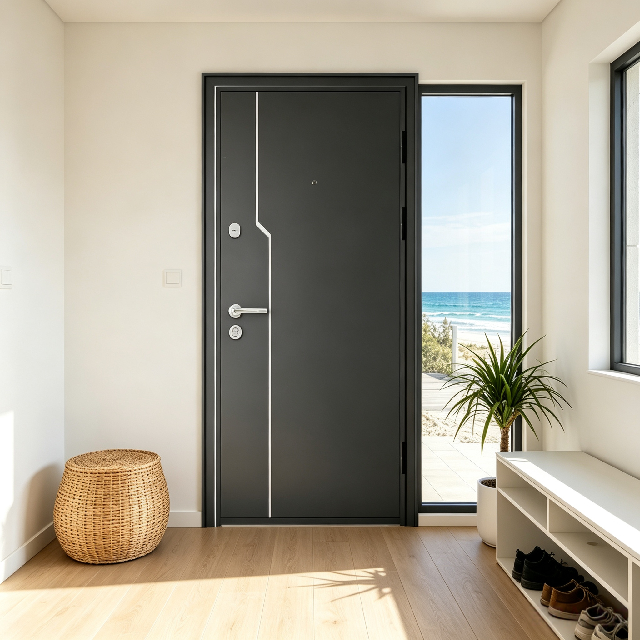 Modern Aluminum Villa Front Door Security Bulletproof Swing Entry Exterior Insulated Glass Steel Frame Design