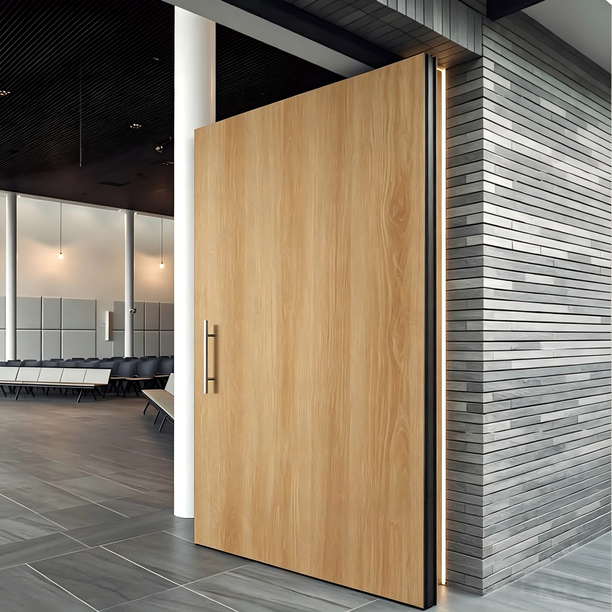 Aluminum Large Pivot Door Offset Axis Exterior Double Glazed Anti Theft Smart Lock PVDF Coating Luxury Villa China Origin Total