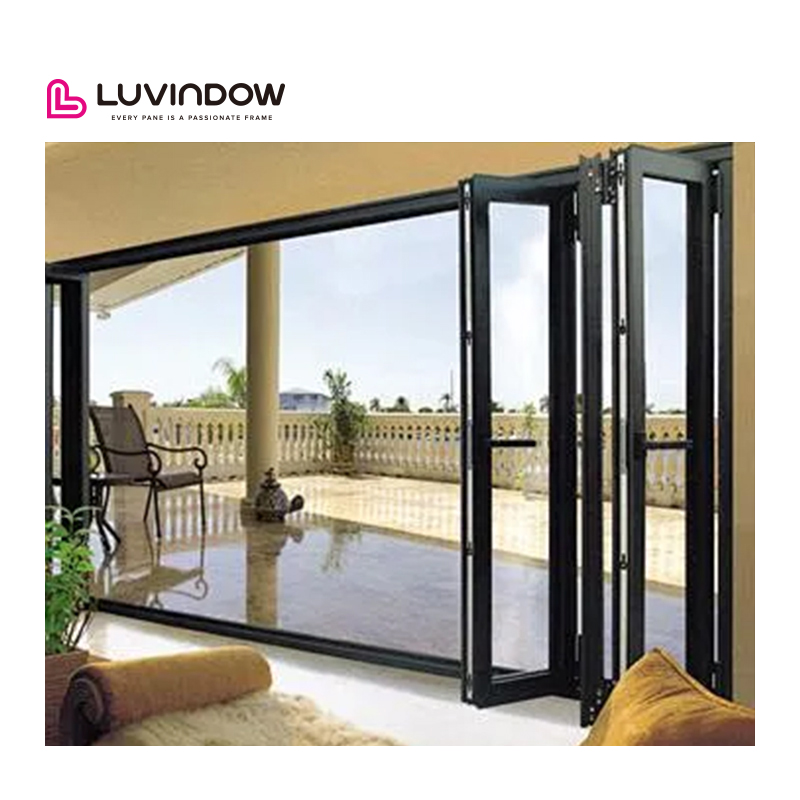 Modern Soundproof Low Maintenance Thermal Break Aluminum Glass Bi Fold Door for North American Residential Commercial Buildings