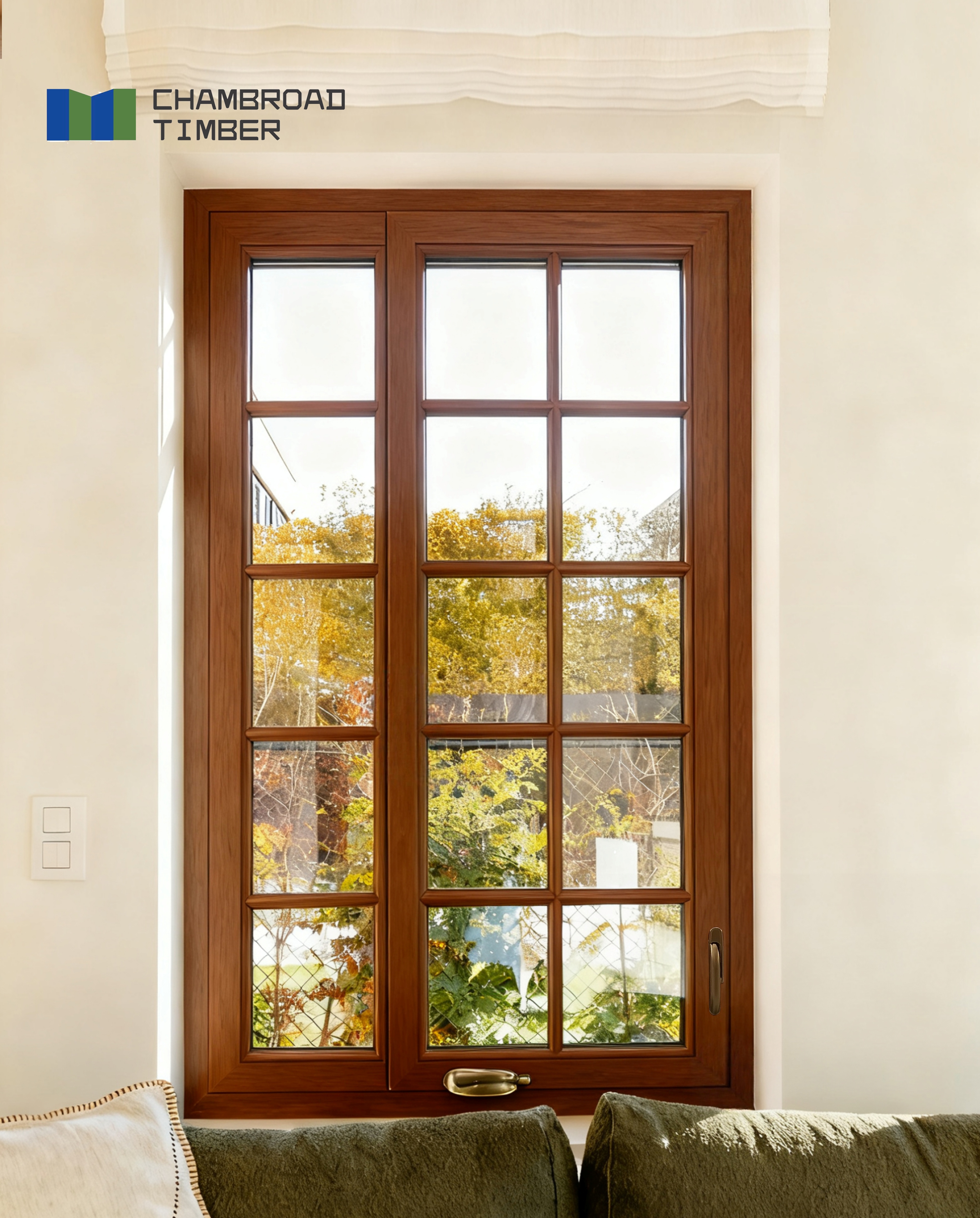 American Style Wood Crank Casement Window | Energy Saving Solid Wood Windows for Green Buildings