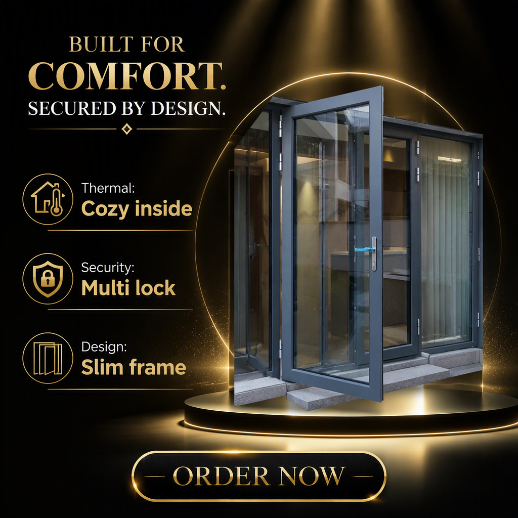Aluminum Magnesium Alloy Thermal Break Hinged Patio Door Double Glazing Insulated Glass Balcony Entry Door Customizable