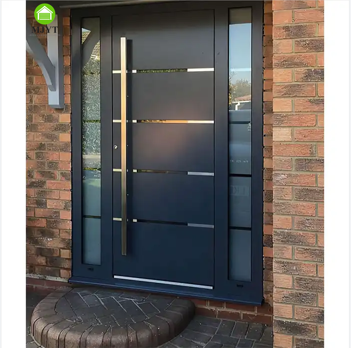 Garden Gate New Luxury Foshan Factory Aluminum Entrance Main Door with Glass for Villas Security Metal Door 3D Modeled