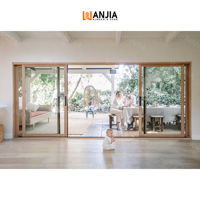 Industry Leader Supplier Patio Balcony Sliding Doors Double Glazing Aluminium Clad Wood Door Residential Exterior Glass Doors