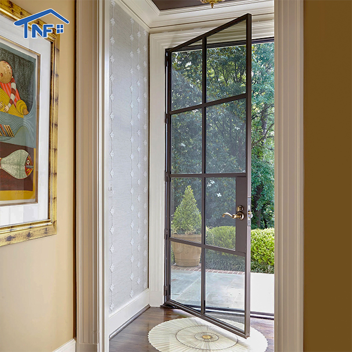Customized Design Modern Thermal Insulation Villa Casement Glass Aluminum Door With French Door Style And SDL Grill Design