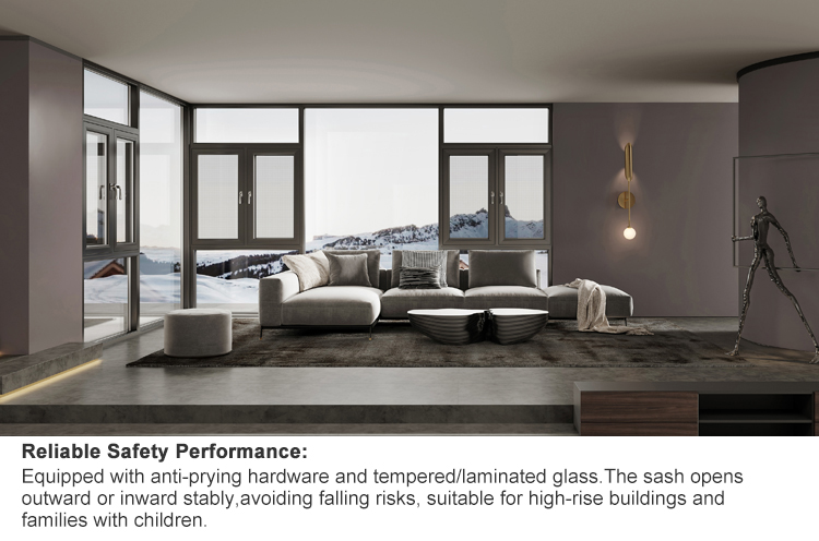 Thermal Break Tilt Turn Aluminum Windows with Double Glazed Glass, Aluminium Window Inward Opening for Houses Soundproof