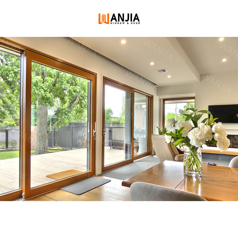 Industry Leader Supplier Patio Balcony Sliding Doors Double Glazing Aluminium Clad Wood Door Residential Exterior Glass Doors