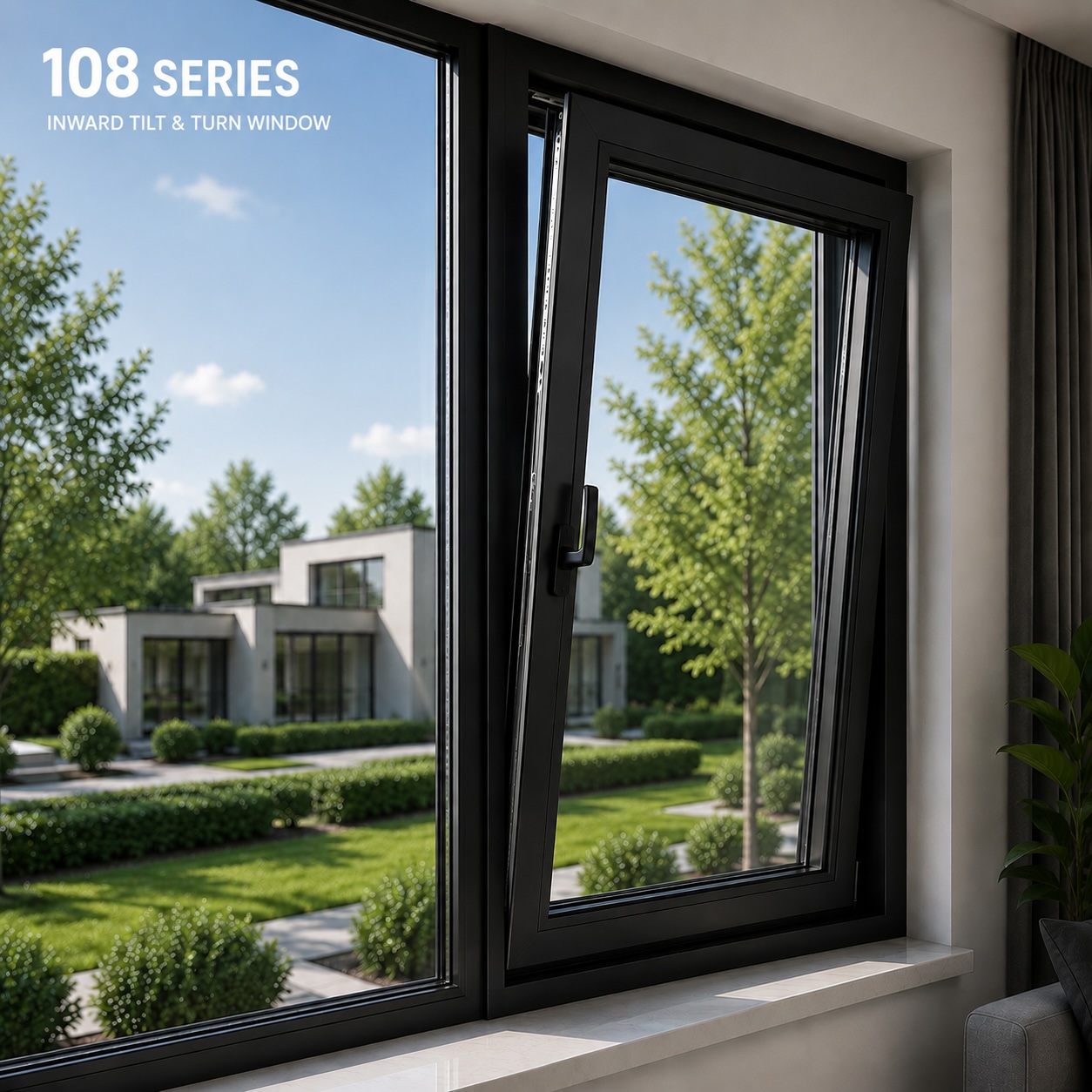 NFRC Four Seal Thermal Break Aluminum Alloy Modern Casement Swing Windows with 54mm Insulation for High Rise Bedroom Apartment