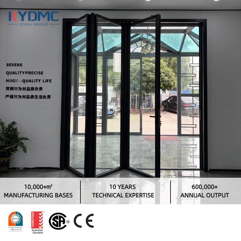 USA Outdoor Aluminum Vertical Stacking Door Double Tempered Glass Insulated Waterproof Patio Balcony Bi-Folding Doors