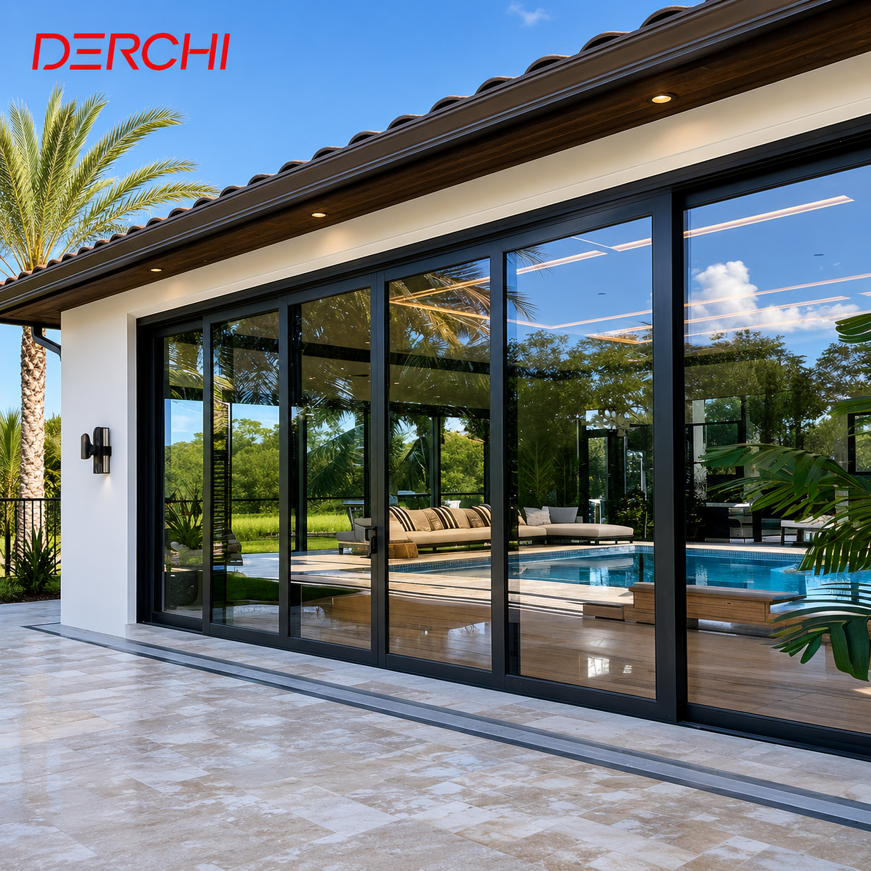 Aluminium Sliding Doors For Villa Patio Doors Double Glazed Windows Waterproof Modern