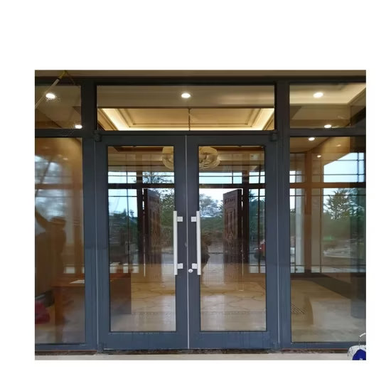 Modern Aluminum Alloy Glass Horizontal Sliding Door Graphic Design French-style Door Frame Black Apartment Interior Door