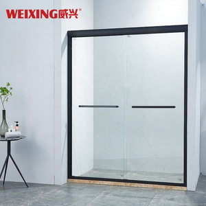 Good Quality Modern Aluminum Alloy Hotel Home Bathroom Tempered Glass Framed Double Sliding Shower Door