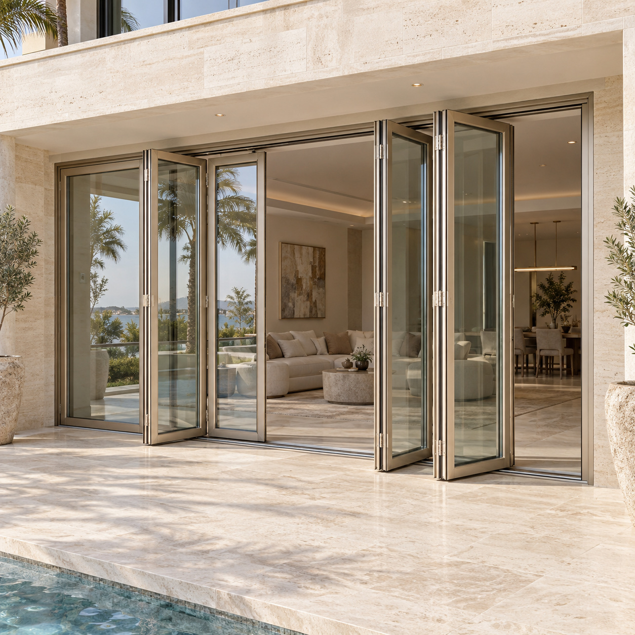 Aluminum Bi Fold Doors Glass Patio Doors for Modern Garden Facing Homes