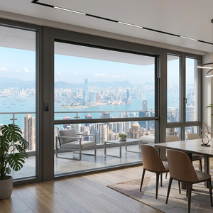 NFRC Automatic Electric Vertical Hurricane Sliding windows for Balcony Maximized Ventilation Motorized Vertical Sliding Window