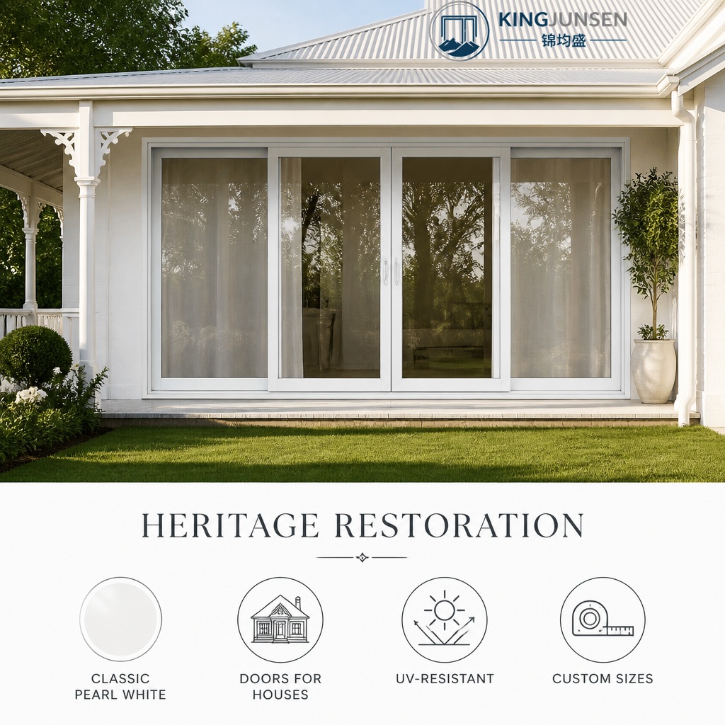 AS2047 Pearl White Aluminum Modern Double Glazed Sliding Door UV Resistant Custom Size for Heritage Villa Exterior Renovation