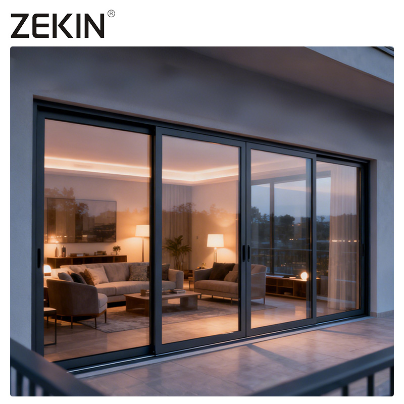 ZEKIN As2047 Modern Australian Double Glazed Tempered Glass Soundproof Aluminum Sliding Patio Door