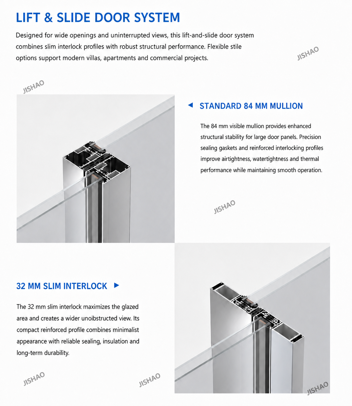 Large Aluminum Lift Slide Door with Double Glazing for Patio Balcony and Garden Projects