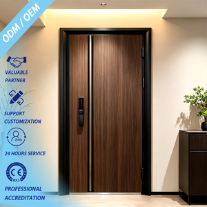 Top Timber Grain Aluminum Entrance Door for Farmhouse with Mechanical Lock