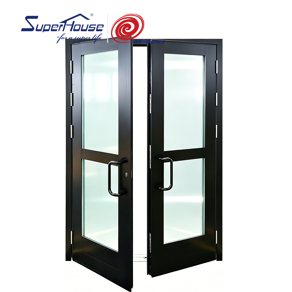 Superhouse NFRC Commercial Entry Door Front Door Aluminum Double Glass French Entry Door