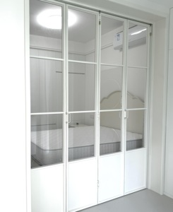 Exquisite Thermal Sound Insulation Aluminium Foldable Bi-fold French Doors Double Tempered Glass