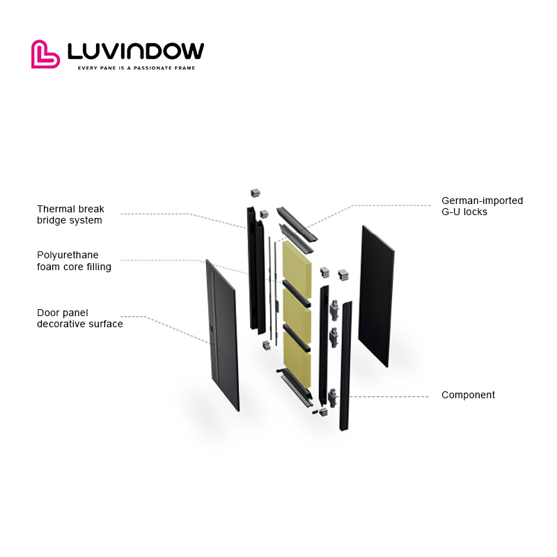 Upscale Entry Door Self Closing Multi Point Lock Security Aluminum Alloy Pivot Door With Sidelight