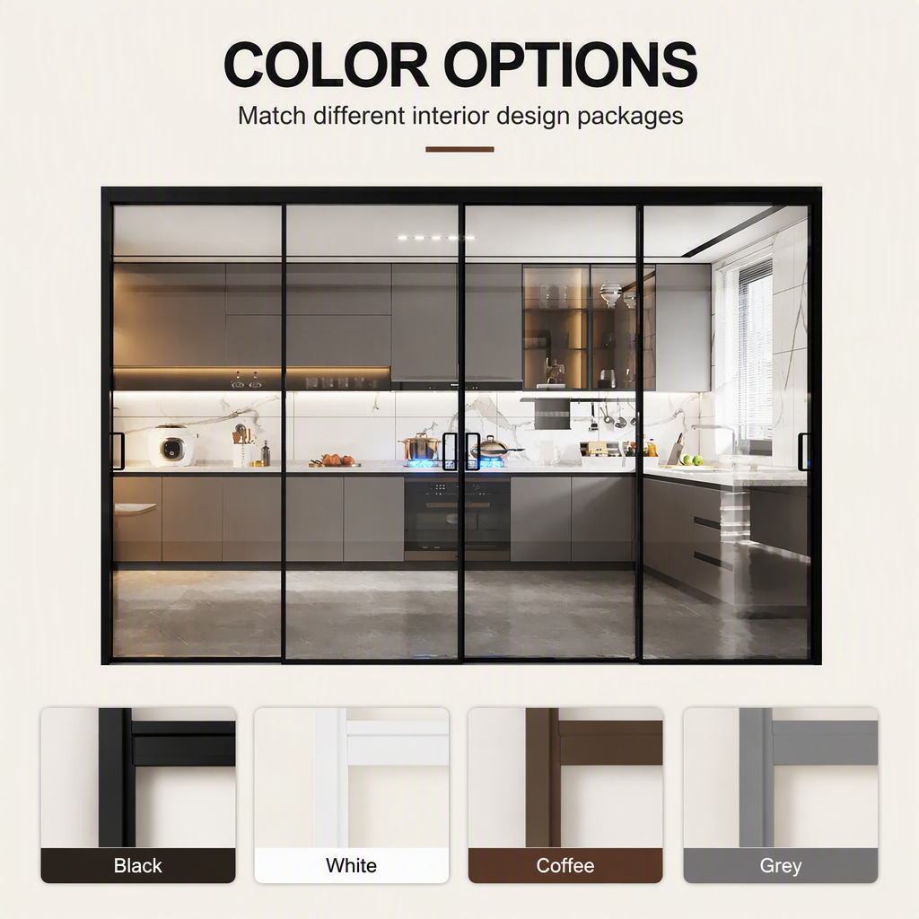 Thermal Break Aluminum Alloy Sliding Glass Door Double Glazing Kitchen Partition Door