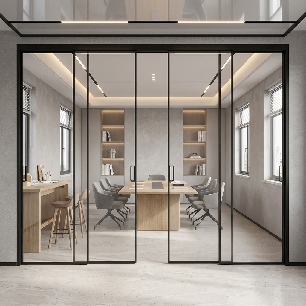 Thermal Break Aluminum Alloy Sliding Glass Door Double Glazing Kitchen Partition Door