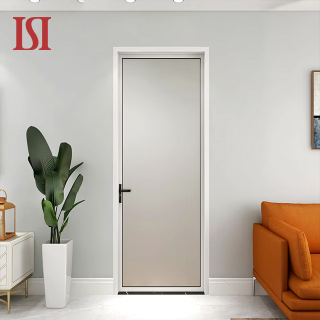 Top Brand Modern Single Swing Door Narrow Double Glazed Waterproof Aluminum Soundproof Bathroom Bedroom Villa Casement Door