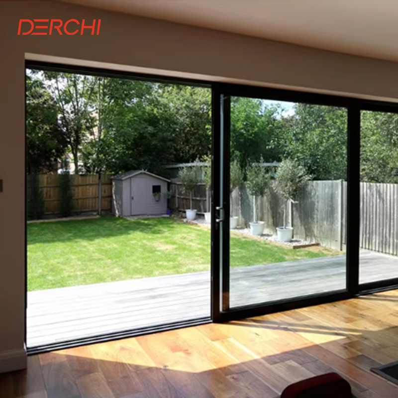 Residential House Sliding Panoramic Tempered Lowe Glass Door Sliding Metal Door Aluminium Glass Patio Aluminum Sliding Doors
