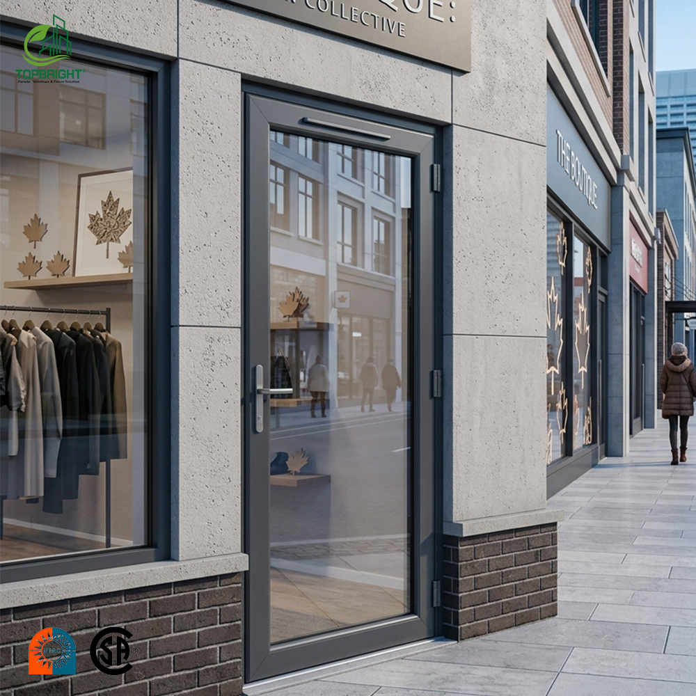 Topbright Modern Aluminum Frame Storefront Entry Door Double Glazed Glass Commercial Doors for Office Shop
