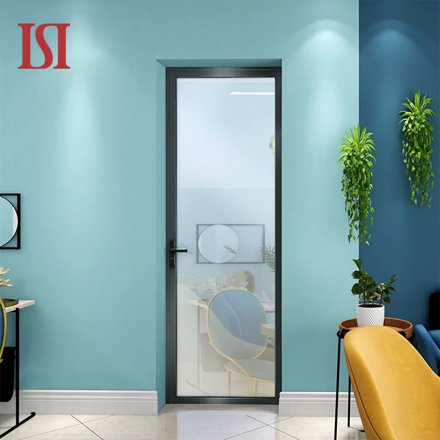 Top Brand Modern Single Swing Door Narrow Double Glazed Waterproof Aluminum Soundproof Bathroom Bedroom Villa Casement Door