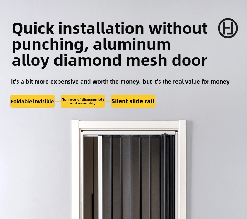 Diamond Mesh Folding Diamond Mesh Sliding Mosquito-proof Aluminum Alloy Entrance Door, Anti-theft Main Door, Screen Window Door