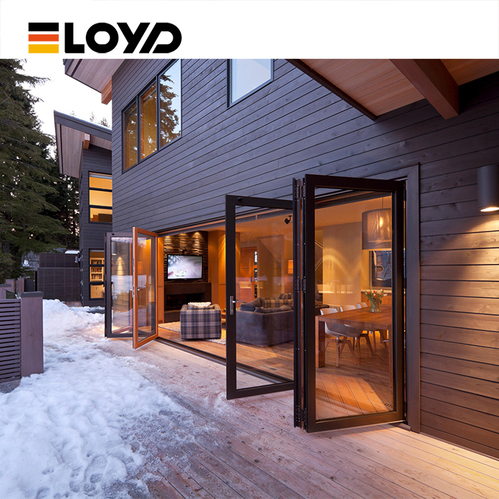 High Standard Aluminum Folding Doors Lowes Accordion Exterior Waterproof Soundproof Foldable Opening Method
