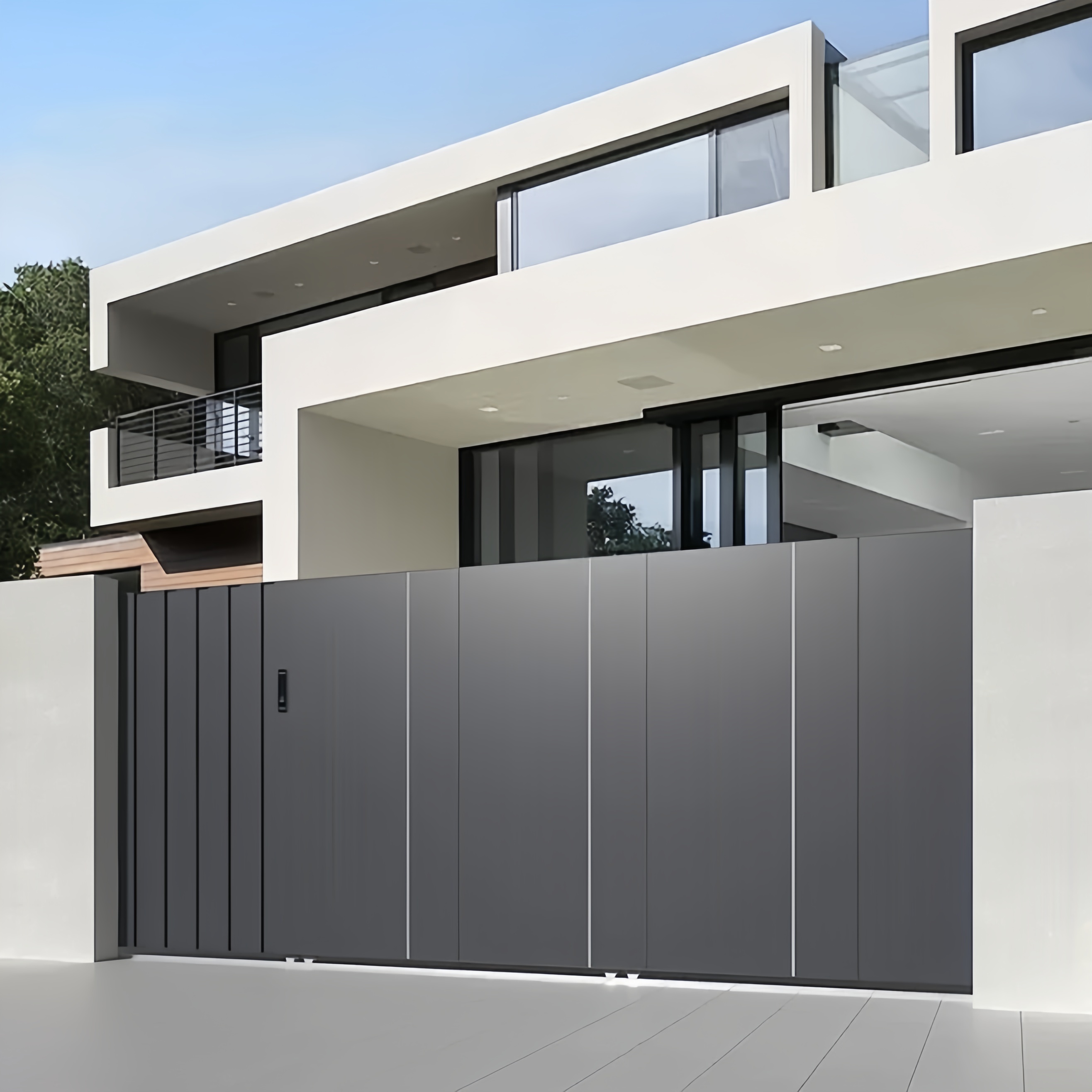 Solid Aluminum Entry Gate Modern House Entrance Security Door Powder Coated Outdoor Durable Build