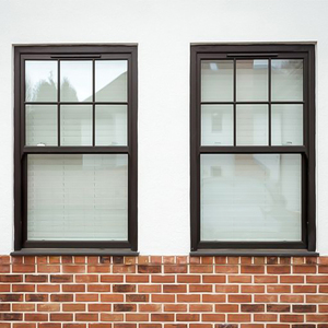 French Style Black Aluminum Double Hung Windows