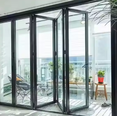 Heavy Duty Modern Design Thermal Break Aluminum Accordion Door Foldable Bifold Retractable Fly Screen Finished Surface