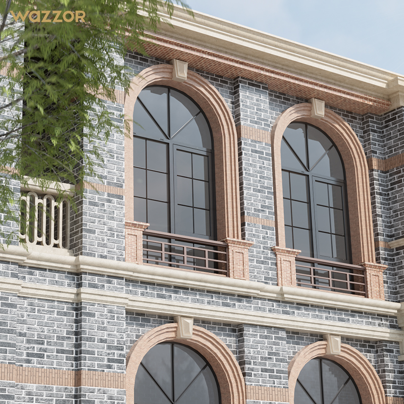 WAZZOR AS2047 Compliant High Watertightness Triple Sealed French Aluminum Window for Coastal Region