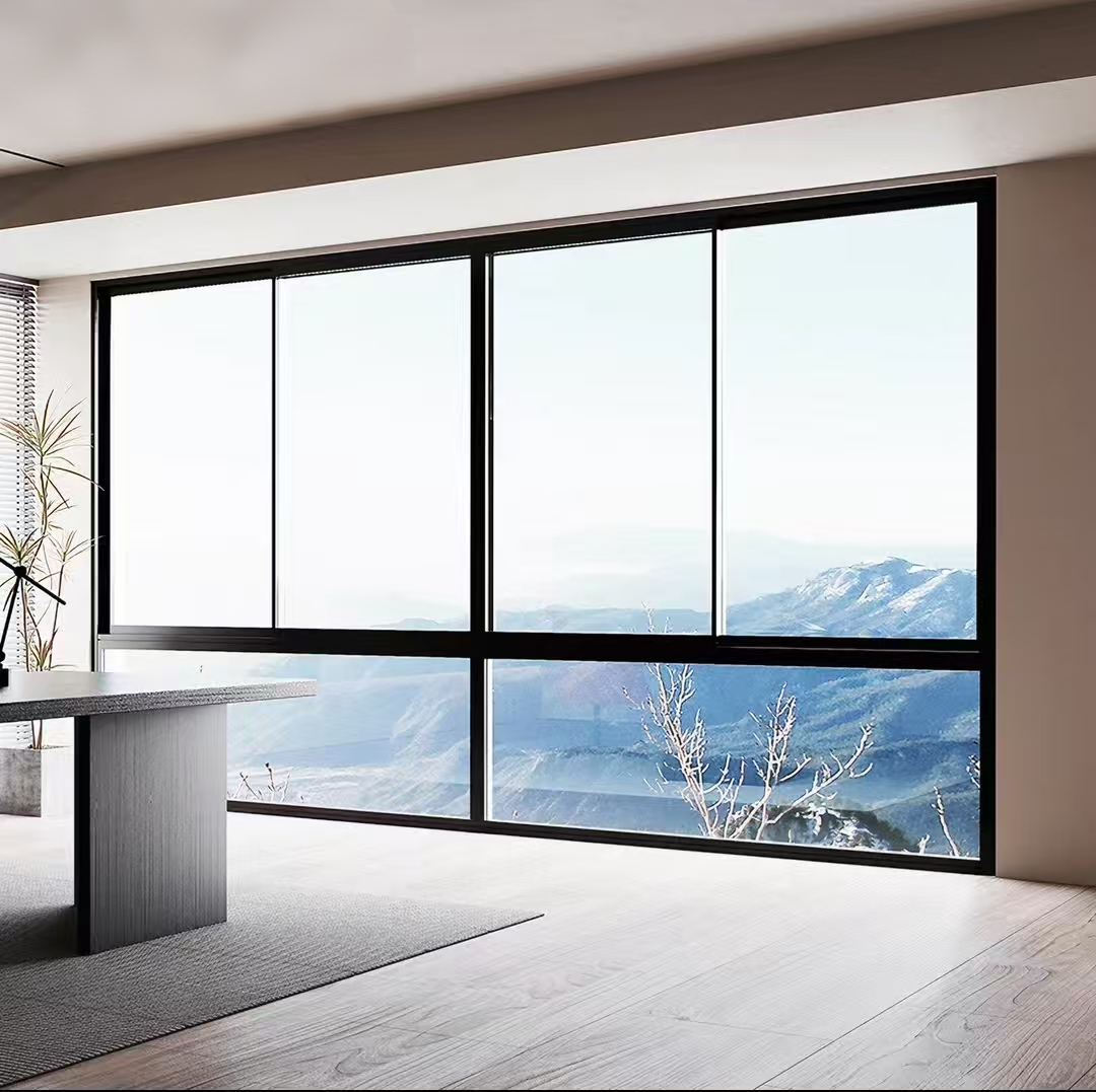 120 Series Horizontal Sliding Window Modern Bathroom Exterior Aluminum Alloy Frame Double Low E Glass