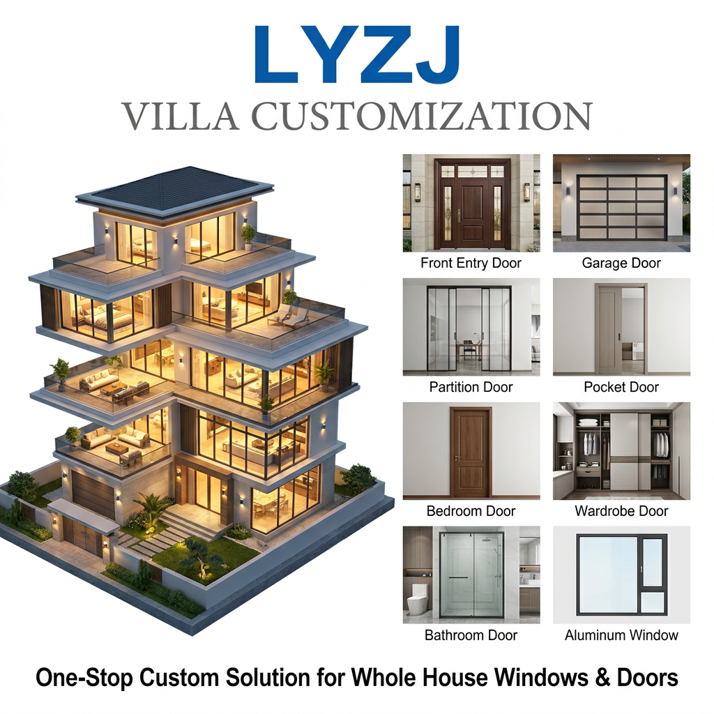 Top Timber Grain Aluminum Entrance Door for Farmhouse with Mechanical Lock Security Exterior Metal Frame