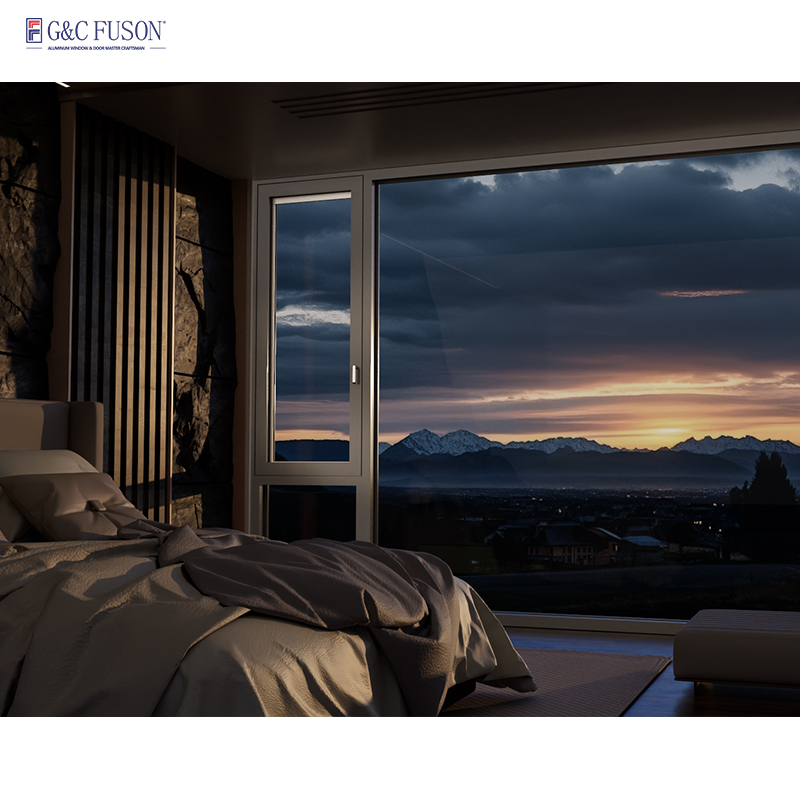 Fuson High Quality Durable Thermal Break Triple Glazing Inward Opening Tilt and Turn Aluminum Windows Bulletproof Windows