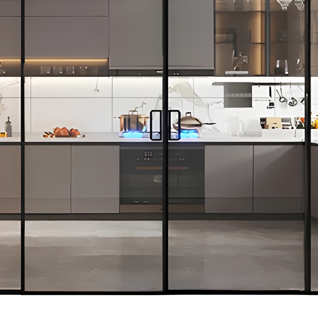 Thermal Break Aluminum Alloy Sliding Glass Door Double Glazing Kitchen Partition Door
