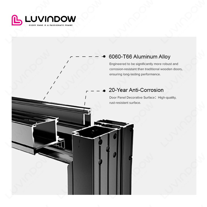 Upscale Entry Door Self Closing Multi Point Lock Security Aluminum Alloy Pivot Door With Sidelight