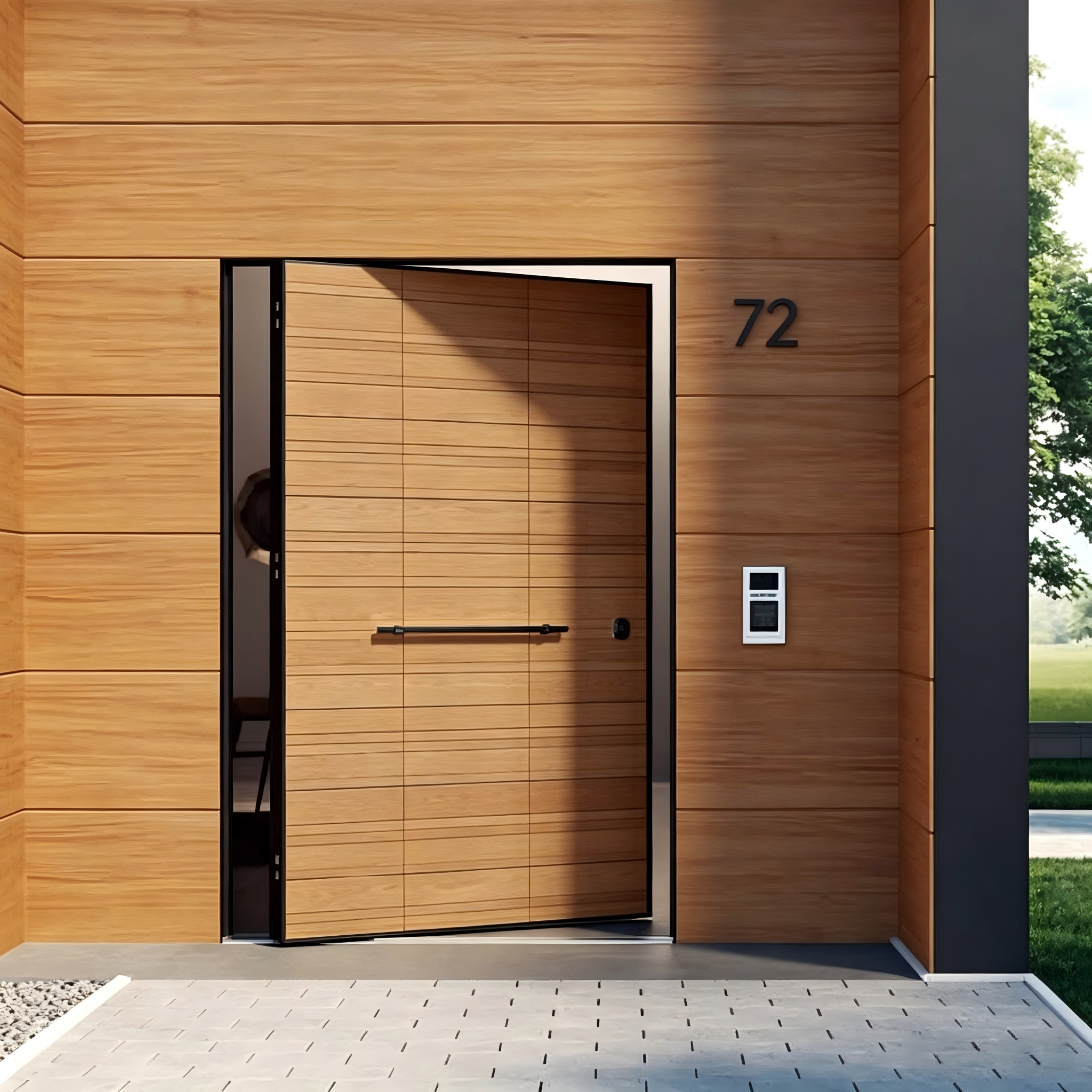 Aluminum Large Pivot Door Offset Axis Exterior Double Glazed Anti Theft Smart Lock PVDF Coating Luxury Villa China Origin Total