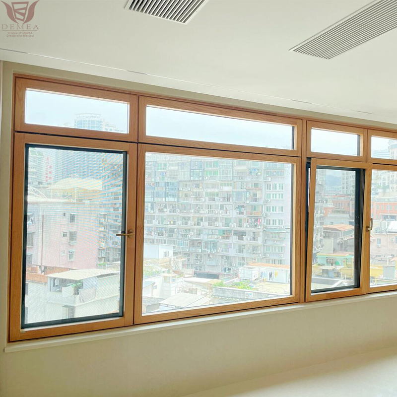 Custom House Window Replacement Project Solid Wood Interior Double Glazing Thermal Aluminum Clad Swing Soundproof Casement